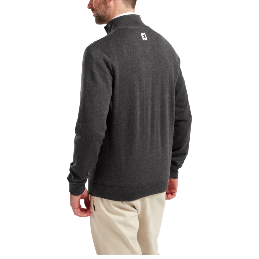 Wool Blend 1-2 Zip Lined Pullover Heather Charcoal Footjoy
