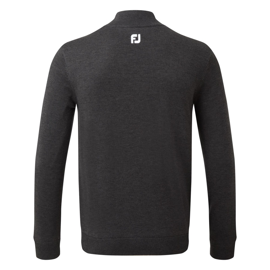 Wool Blend 1-2 Zip Lined Pullover Heather Charcoal Footjoy