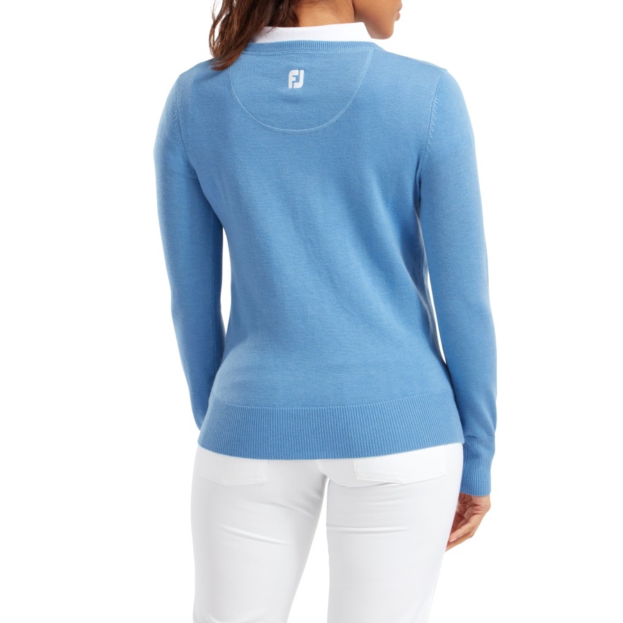 Footjoy Light Blue Wool Blend V-Neck Pullover Women