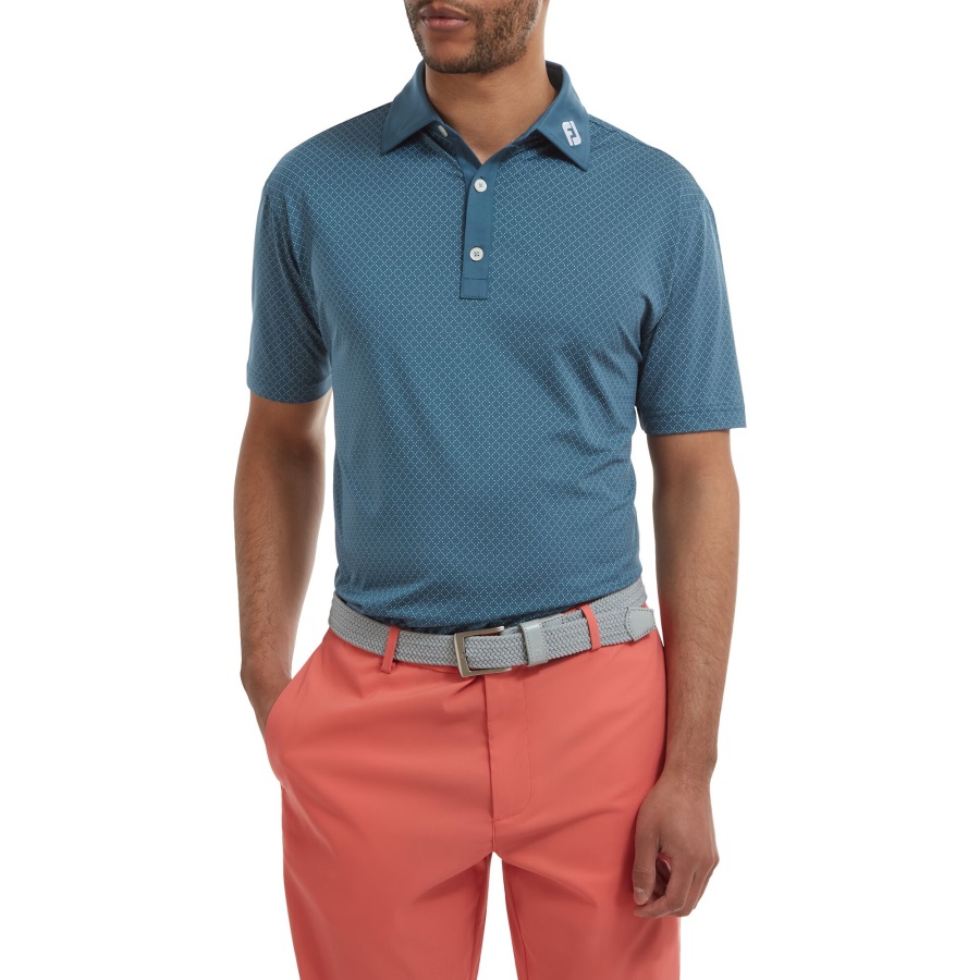 Diamond Dot Print Lisle Footjoy Blue-White