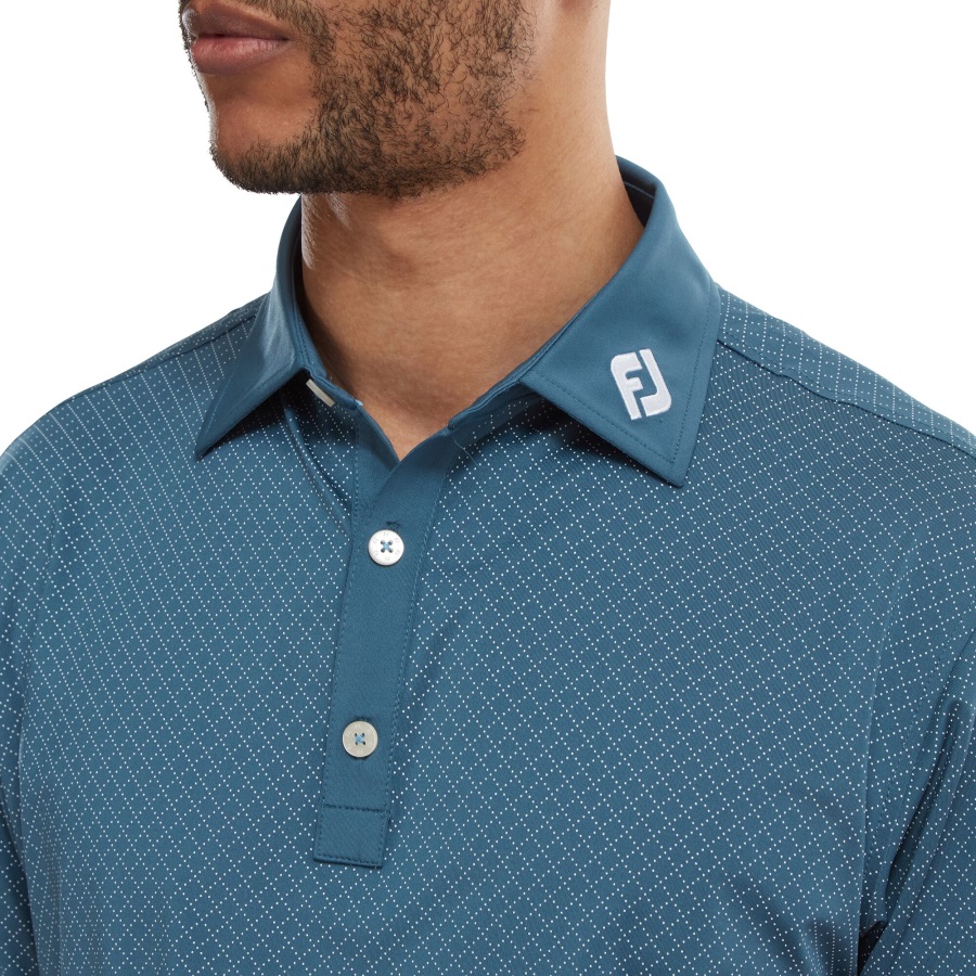 Footjoy Blue-White Diamond Dot Print Lisle