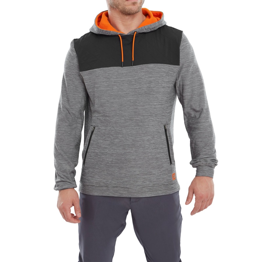Charcoal Spacedye-Black-Orange FJ Thermal Hoodie Footjoy