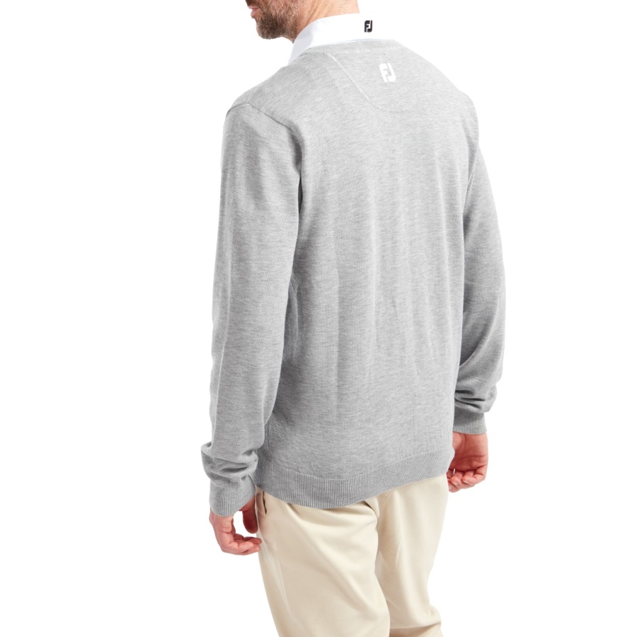 Footjoy Heather Grey Wool Blend V-Neck Pullover