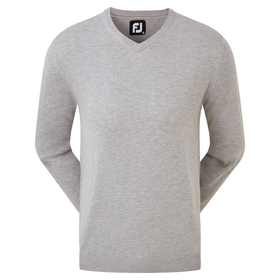Wool Blend V-Neck Pullover Footjoy Heather Grey