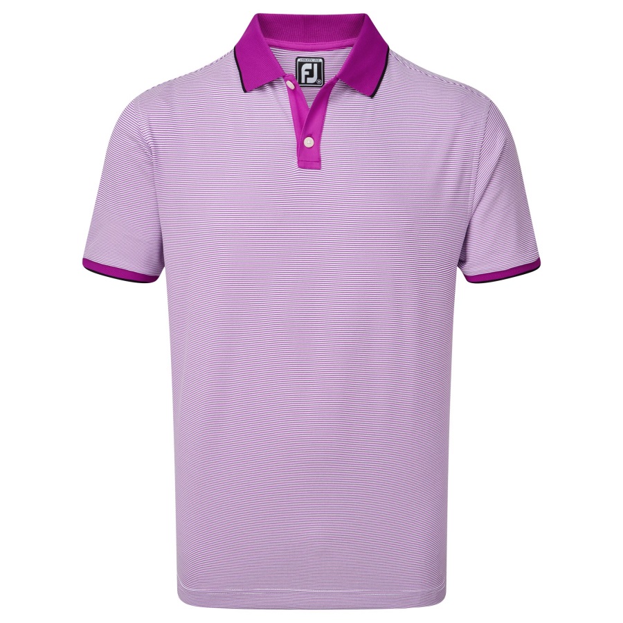 Footjoy Mulberry-White Pique Ministripe
