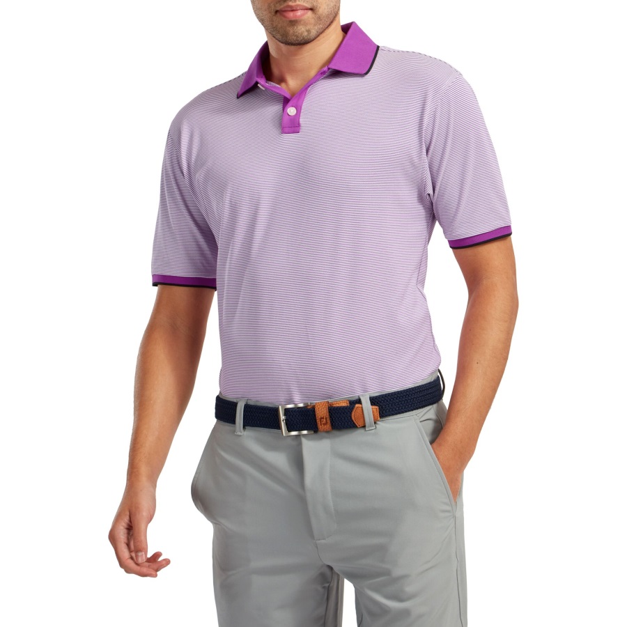 Footjoy Mulberry-White Pique Ministripe