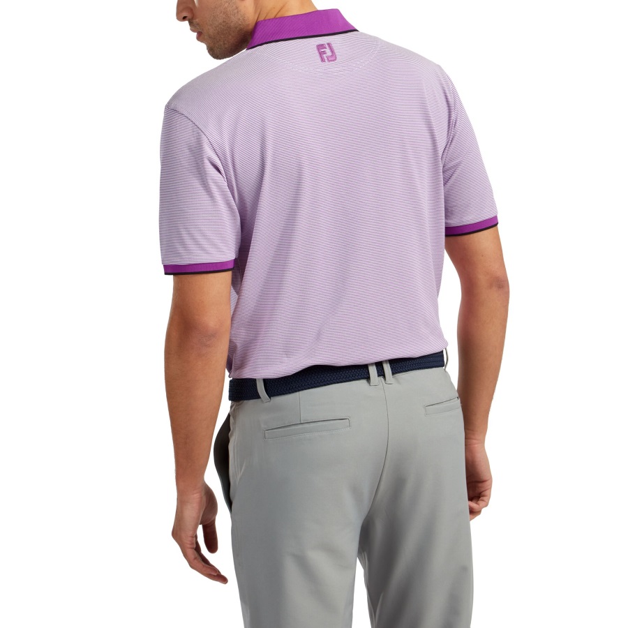 Footjoy Mulberry-White Pique Ministripe
