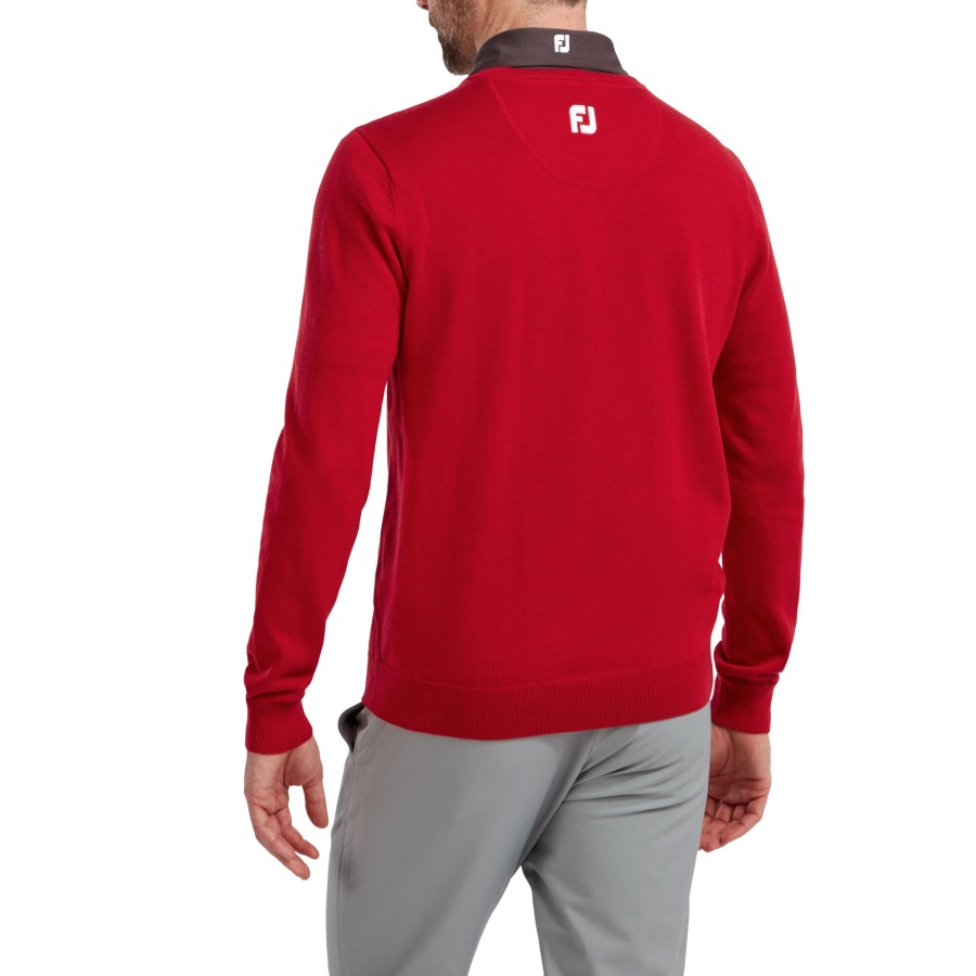 Footjoy Wool Blend V-Neck Pullover Red